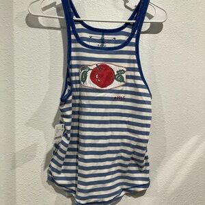 Free People Blue and White Striped Tank Top